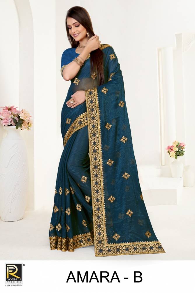 Ronisha Amara Heavy Art Silk Embroidery Festive Wear Saree Collection